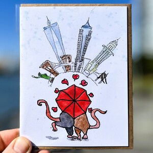 A NYC Romance-Greeting Card/New York Card/New York City Art/hand Illustration/ blank card/ New York Illustration/New York Gift