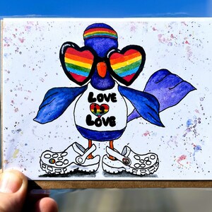 Tauben Pride-Grußkarte/LGBTQ/Pride/New York Karte/New York City Kunst/Hand Illustration/ Blanko Karte/ New York Illustration/ New York Geschenk