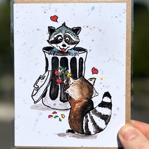 Trash Panda Romance-Greeting Card/New York Card/New York City Art/hand Illustration/ blank card/ New York Illustration/New York Gift/Romance