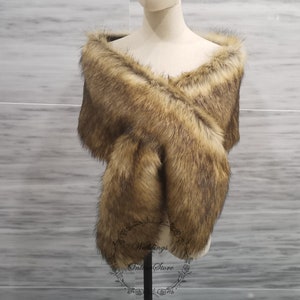 Braunes Felltuch, BrautjungfernFell Tuch, Winter Hochzeit Kunstfell Schal, Frauen Abend Party Fell Shrug, Brautfell Schal