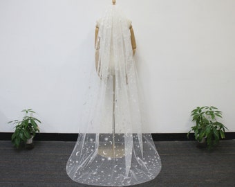 Sparkly Star Moon Sequin Veil, Starry Chapel Bridal Veil, Boho Wedding Veil, Cathedral Veil, Vintage Star Veil, Single Tier Veil with Comb