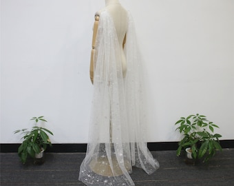 Alas de novia de tul desmontables, alas de hombro con lentejuelas y estrellas brillantes, capa de velo bohemio para boda, capa de velo para novia de playa, velo de hombro personalizado