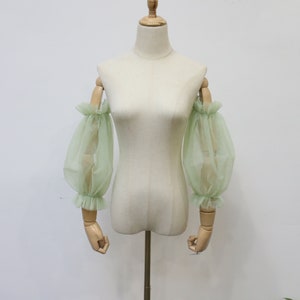 Fairy Green Tulle off Shoulder Sleeve, Detachable Bridal Sleeve, Green Forest Wedding Sleeves, Removable Dress Sleeve, Bridal Accessory