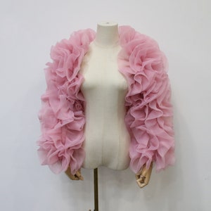 Rose Pink Organza Sleeves Wrap, Girl Party Shawls, Pink Bridal Shawl, Photo Shoot Sleeve Wrap, Festival Sleeve Wrap, White/Black/Wine Red