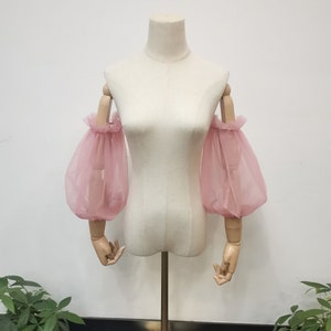 Fairy off Shoulder Sleeve, Rose Pink Tulle Ruffle Sleeve, Forest Wedding Sleeves, Detachable Sleeves, Removable Sleeve, Bridal Accessory