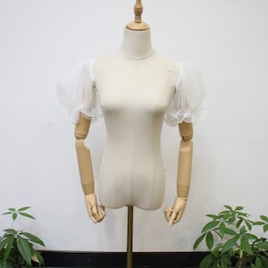 Detachable Short Puffed Sleeves, White Organza Wedding Dress Sleeves, Minimalist Dress Sleeves, Black/ Wine Red Sleeves, Custom Color/Length