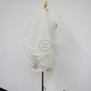 Velo de novia corto, velo de tul sencillo, velo elegante con borde de cinta, velo de dos niveles con peine, velo hasta la punta de los dedos, velo hasta el codo