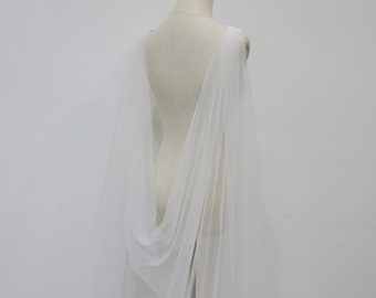 Minimalist Cape Veil, V Back Bridal Cape, Ivory Tulle Shoulder Cape Veil, Elegant Cathedral Veil, Beach Chapel Veil, Custom Bridal Veil