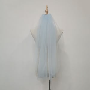 Blue Tulle Wedding Veil, Minimalist Solid Color Veil, 121 Colors Bridal Veil, Short Elbow Veil, Fingertip Veil, Blue Wedding Veil with Comb