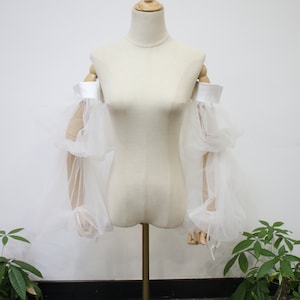 Fairy off Shoulder Sleeves, Detachable Soft Tulle Bridal Sleeves, Elastic Wedding Dress Sleeves, Long White Dress Sleeves, Bridal Accessory
