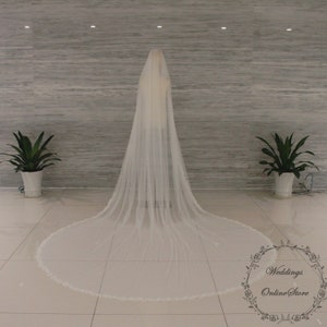 Cathedral Wedding Veil, Elegant Bridal Veil, Lace Veil, Beading Veil, Vintage Veil, Floor Length Veil, Custom Veil, Bridal Hair Accessory