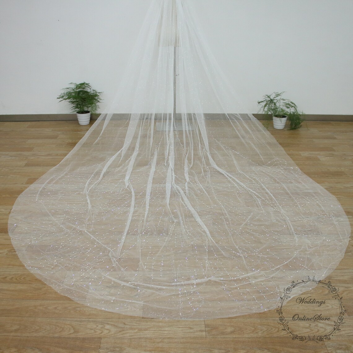 Sparkly Wedding Veil White Bridal Veil Rhinestones Veil Etsy