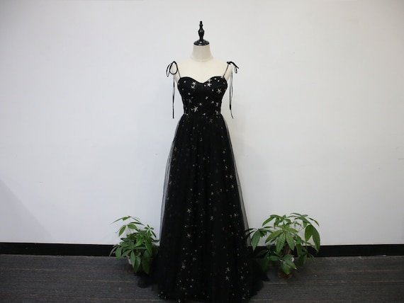 star embroidered prom dress Blue Velvet Ball Gown with Gold Star Embroidery Long A-Line Formal Dress US 6 / Custom Color