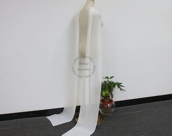 Chiffon Bridal Neck Scarf, Ivory Chiffon Bridal Shawl, Minimalist Wedding Scarf, Bridal Beach Scarf Veil, Long Wedding Scarf, Bridal Scarf