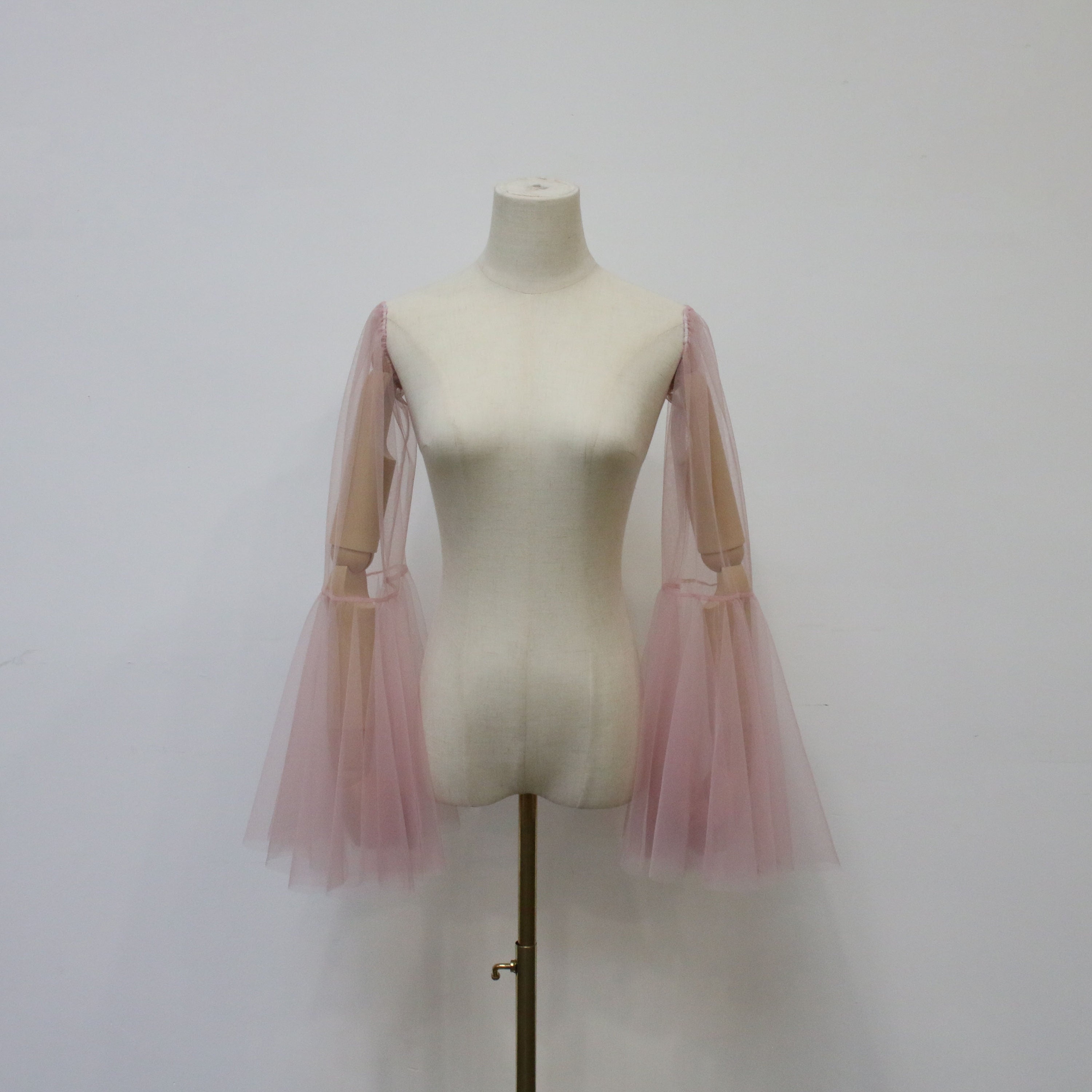 Long Pink Tulle Bell Sleeves, Detachable Wedding Sleeves, Fairy Bridal Sleeves, Elastic Sleeve, Custom Women Party Sleeve, Bridal Accessory