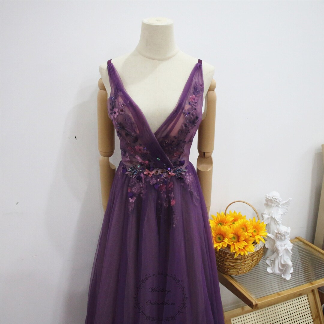 Trendy Lavender Purple Ruffles Spaghetti-Straps A-line Prom Gown JTR019