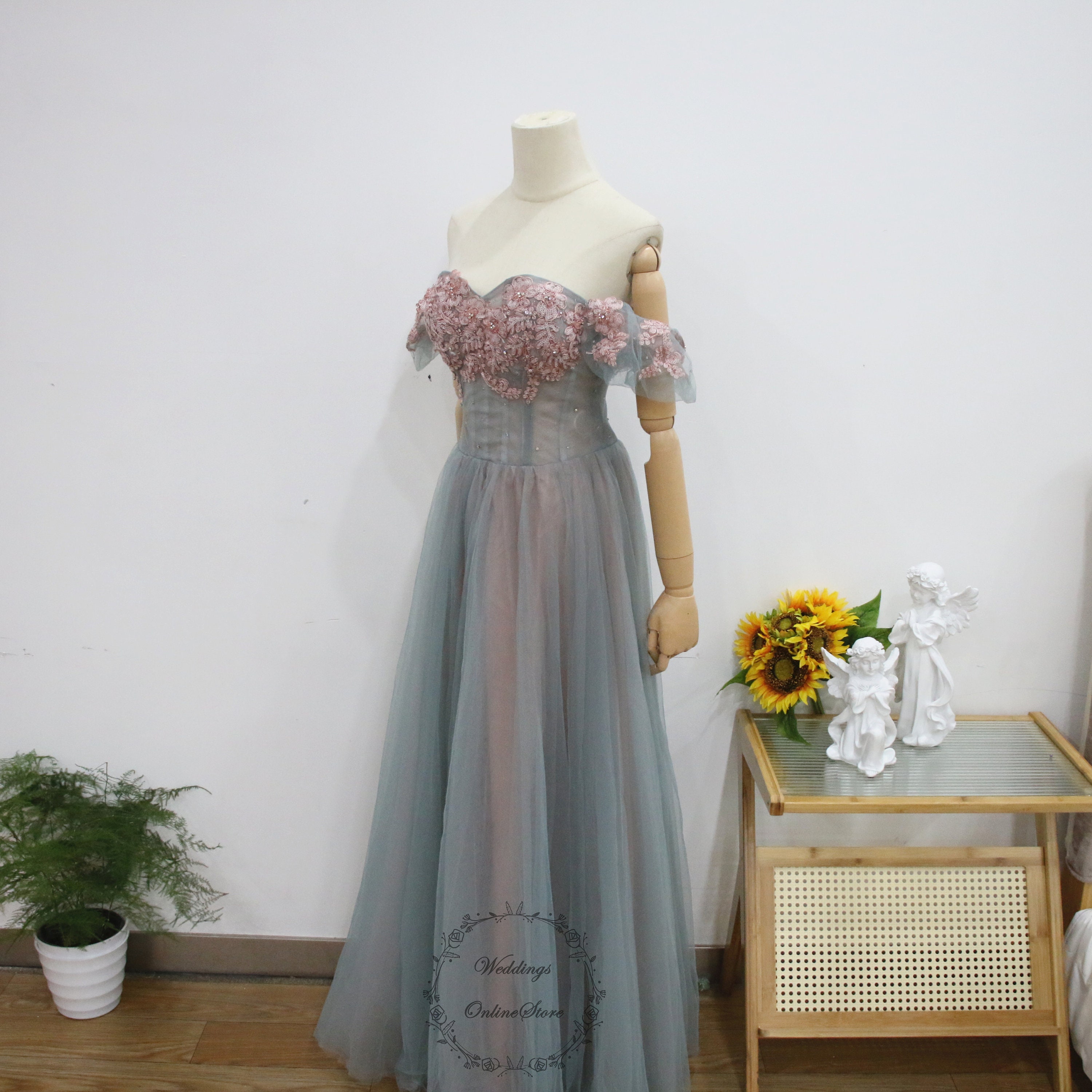 Lake Green Prom Dress, Pink Sequin Flower Party Dress, Beaded off Shoulder  Graduation Gown, Sweetheart Neck Bridesmaid Gown, Bridal Gown - Etsy