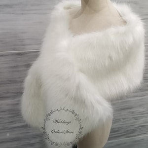 White Fur Shawl, Bridesmaid Fur Shawl Wrap, Winter Wedding Faux Fur Shawl, Women Evening Party Fur Shrug, Bridal Fur Shawl