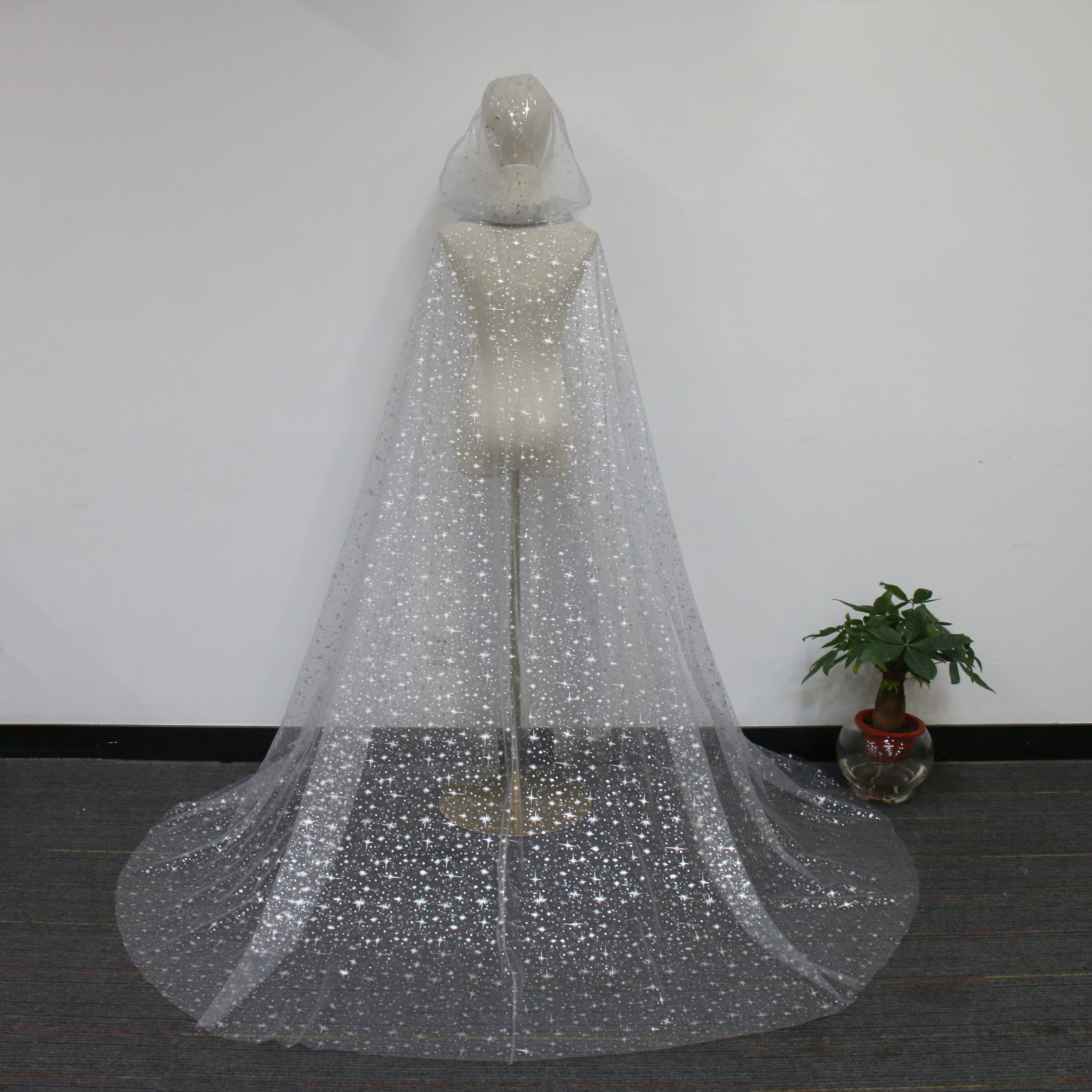 White silver dusty sparkles veil Sparkle Silver Star Veil - Etsy main image 2