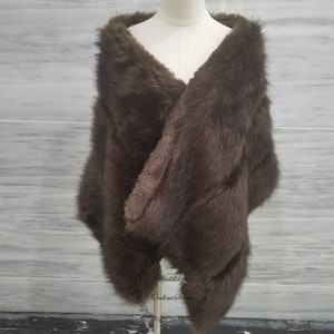 Brown Fur Shawl, Winter Wedding Faux Fur Shawl, Bridesmaid Fur Shawl Wrap, Women Evening Party Fur Shrug, Bridal Fur Shawl, Queen Shawl