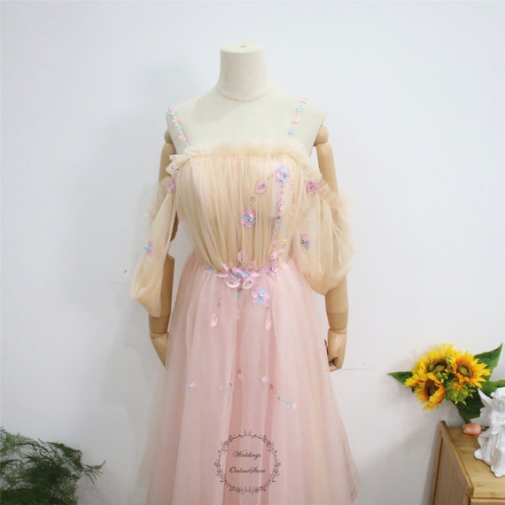 Pink Short Prom Dress, Lace Graduation Dress,3d Flower Evening