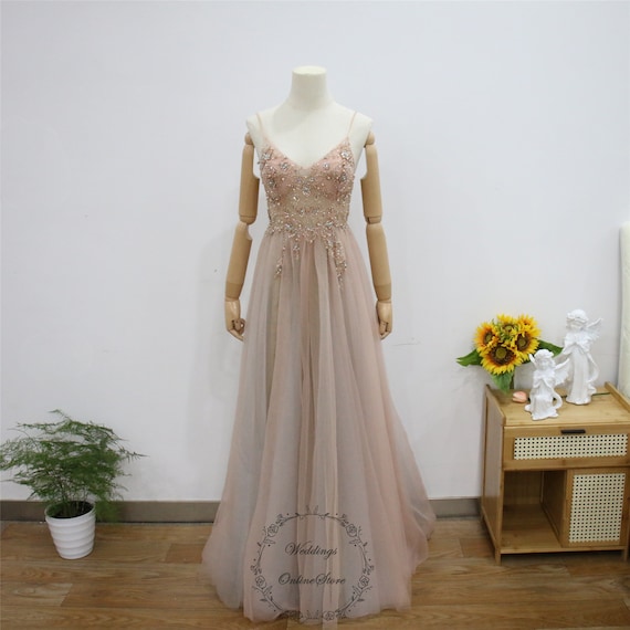Gray Pink Side Split Prom Dress, Beaded Flower Evening Dress,fairy Tulle Graduation Dress,spaghetti Strap Bridal Gown,v Neck Sleeveless Gown - Etsy Denmark Gray Pink Side Split Prom Dress, Beaded Flower Evening Dress,fairy Tulle Graduation Dress,spaghetti Strap Bridal Gown,v Neck Sleeveless Gown - Etsy Denmark