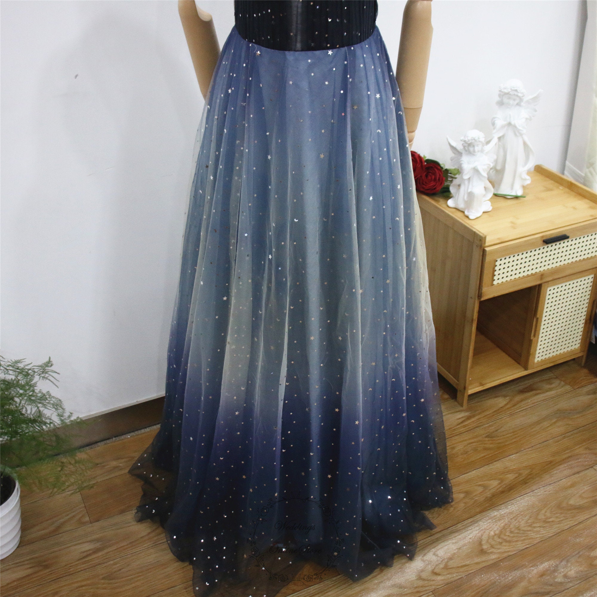 Gradient Blue Prom Dress, Star Moon Evening Dress, Spaghetti Strap Party Gown, Deep V Neck Homecoming Dress, Fairy Long Graduation Dress - Etsy Denmark Gradient Blue Prom Dress, Star Moon Evening Dress, Spaghetti Strap Party Gown, Deep V Neck Homecoming Dress, Fairy Long Graduation Dress - Etsy Denmark