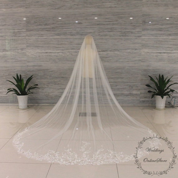 Luxury Bridal Veil, 3D Flower Lace Veil, Rhinestone Veil  display picture 1