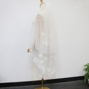 Bridal Blusher Wedding Veil, Floral Lace Bridal Veil, Butterfly Waltz Veil, Boho Lace Wedding Veil, Custom Veil, Two Tier Veil with Comb