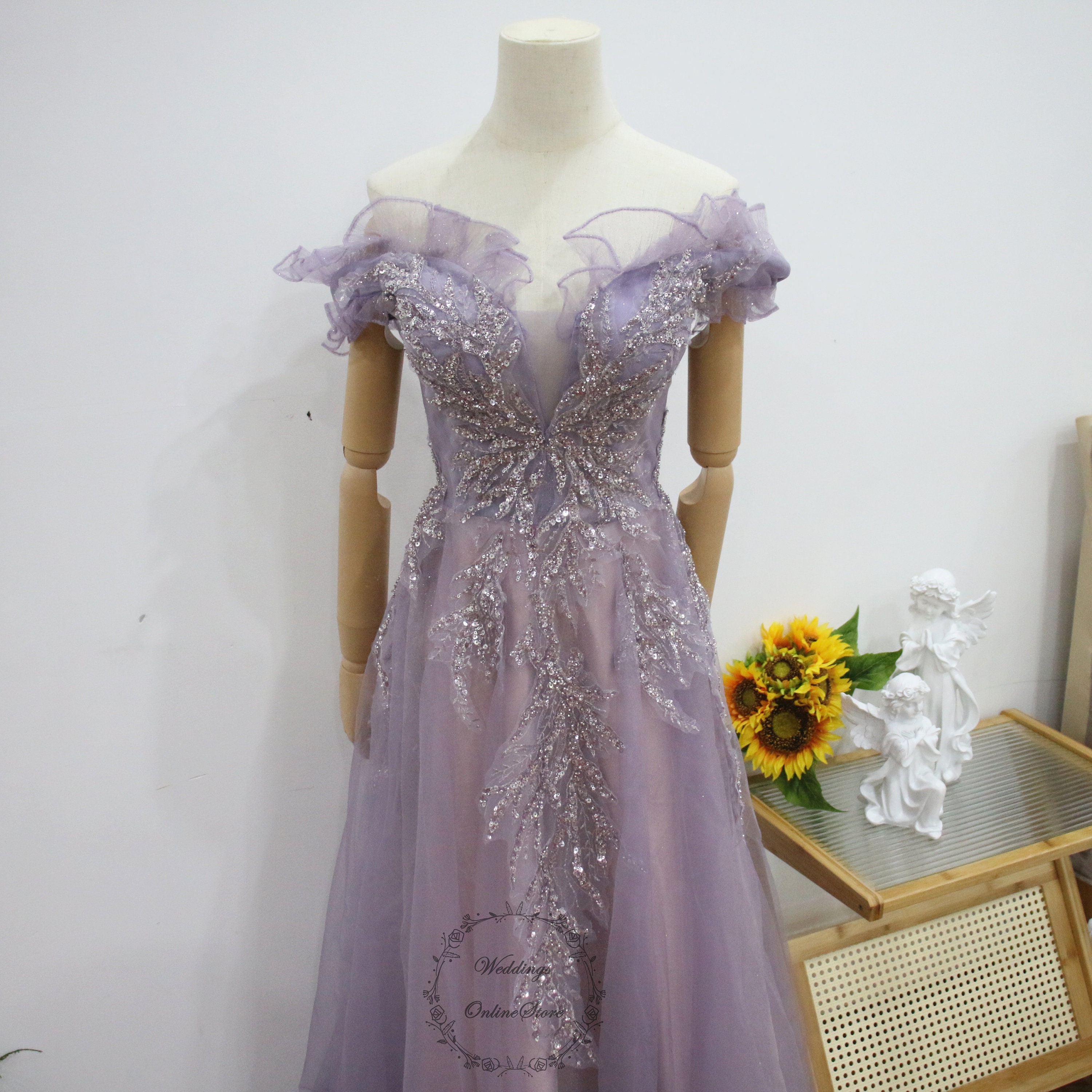 silver and purple prom dresses light purple long dress Light Purple Formal Satin Long Prom Dresses With  Sleeves, MR7012-parroquiadesanalbertomagno.com