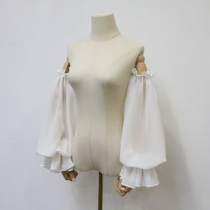 Detachable off Shoulder Sleeve, Fairy Ruffle Sleeve, Ivory Chiffon Wedding Sleeves, Long Bridal Sleeves, Removable Elastic Sleeves, Custom