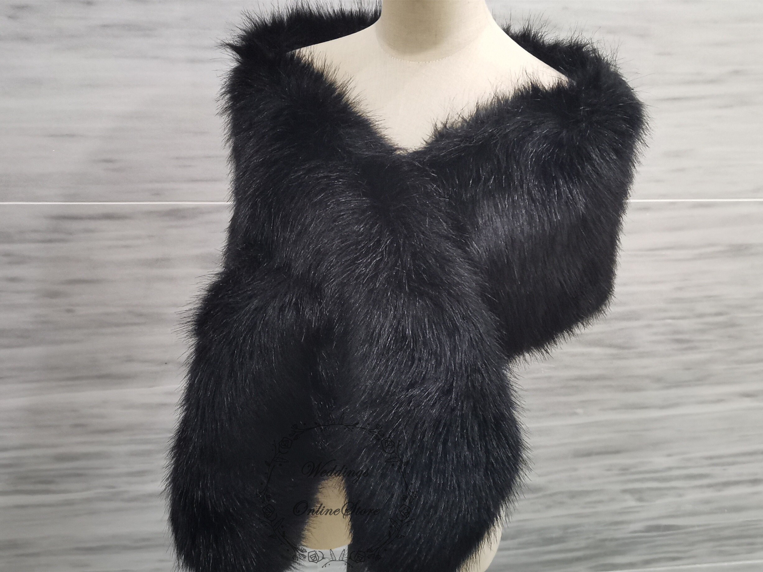 Girls black fur shrug hot sale
