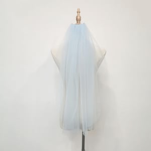 Blue Tulle Wedding Veil, Minimalist Solid Color Veil, 121 Colors Bridal Veil, Short Elbow Veil, Fingertip Veil, Blue Wedding Veil with Comb