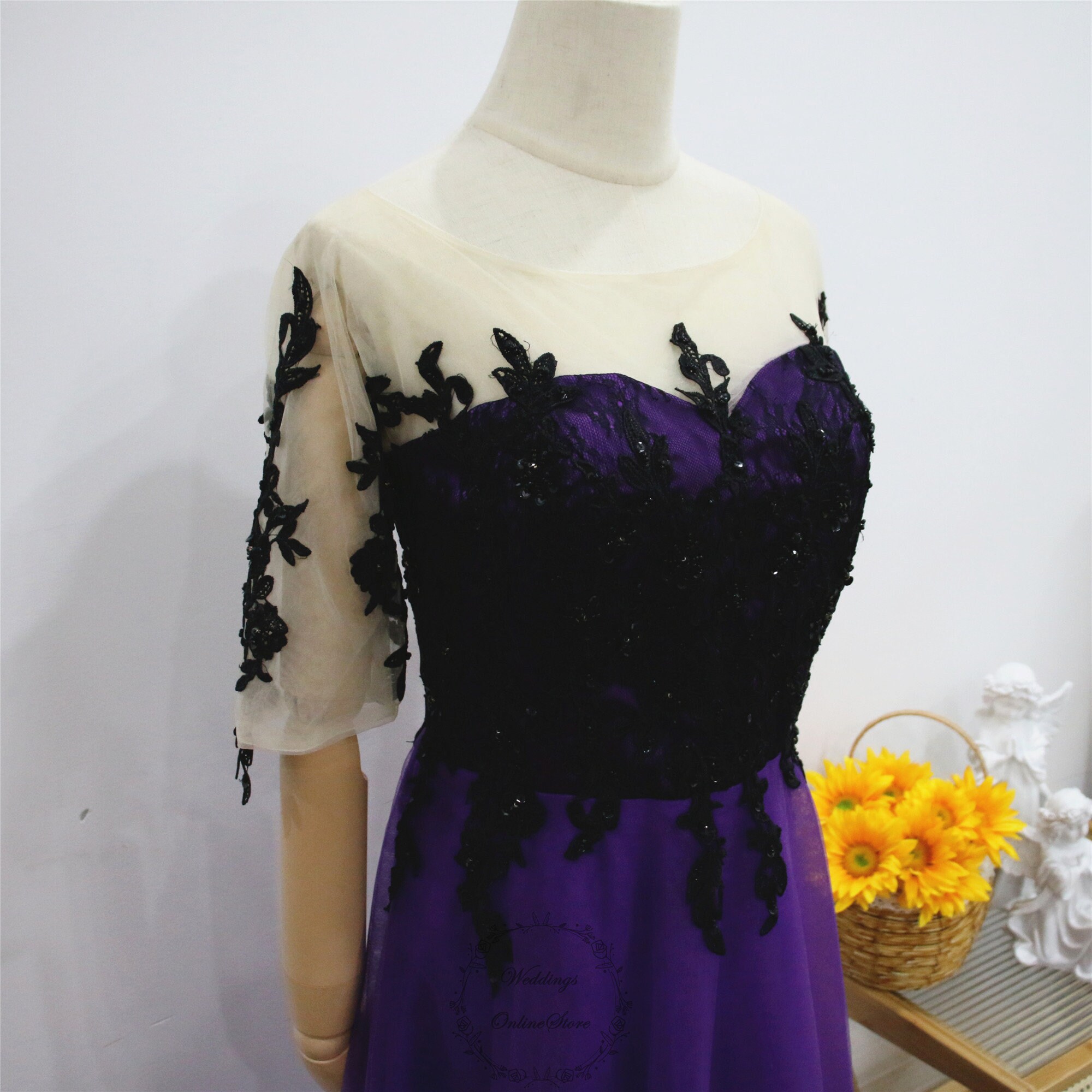 purple and black prom dresses Purple Ball Gowns,black Lace Appliques Dress,sweetheart Prom Dress,quinceanera Dresses