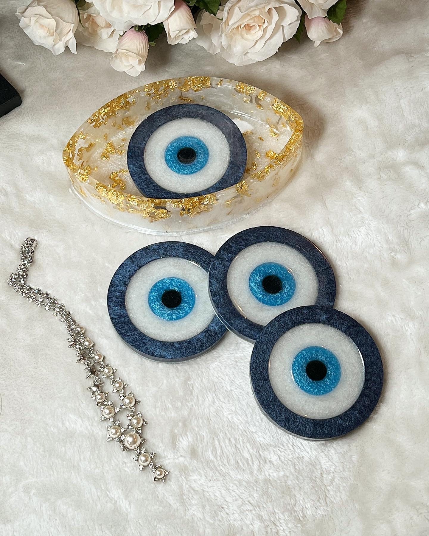 Resin Coasters | Eye Shape | Evil Eye | Handmade Coasters | Evil Eye ...