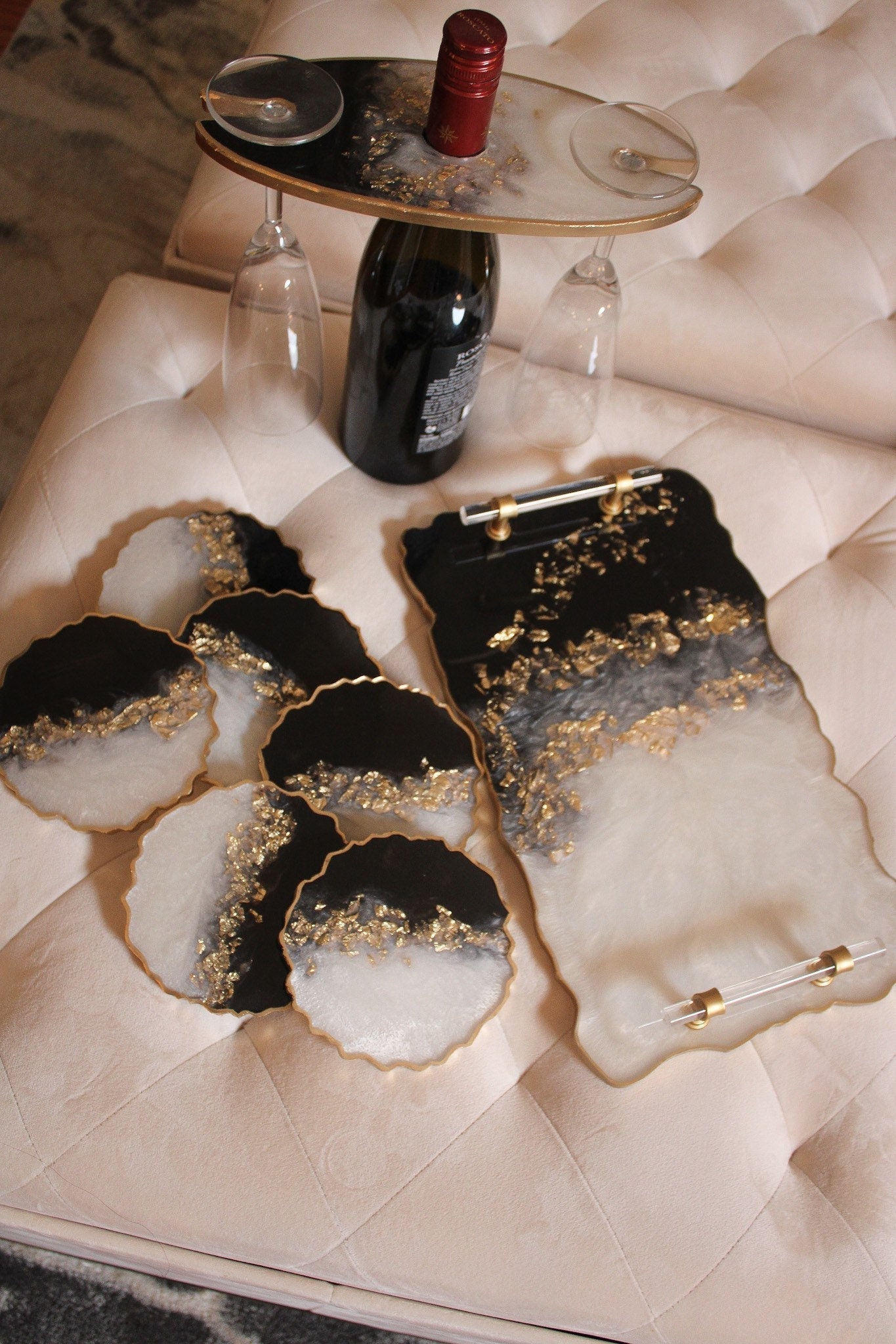 Chanel Inspired Tray #resinart #resin #epoxy #chanel #resintray #shotglass  #resindecor #fyp #glam 