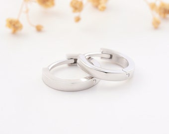 10K White Gold Earring ,14K Huggie Earring,10K White Gold Huggie Earring,18k Solid White Gold Mens Huggies,14K White Gold Cartilage Earring