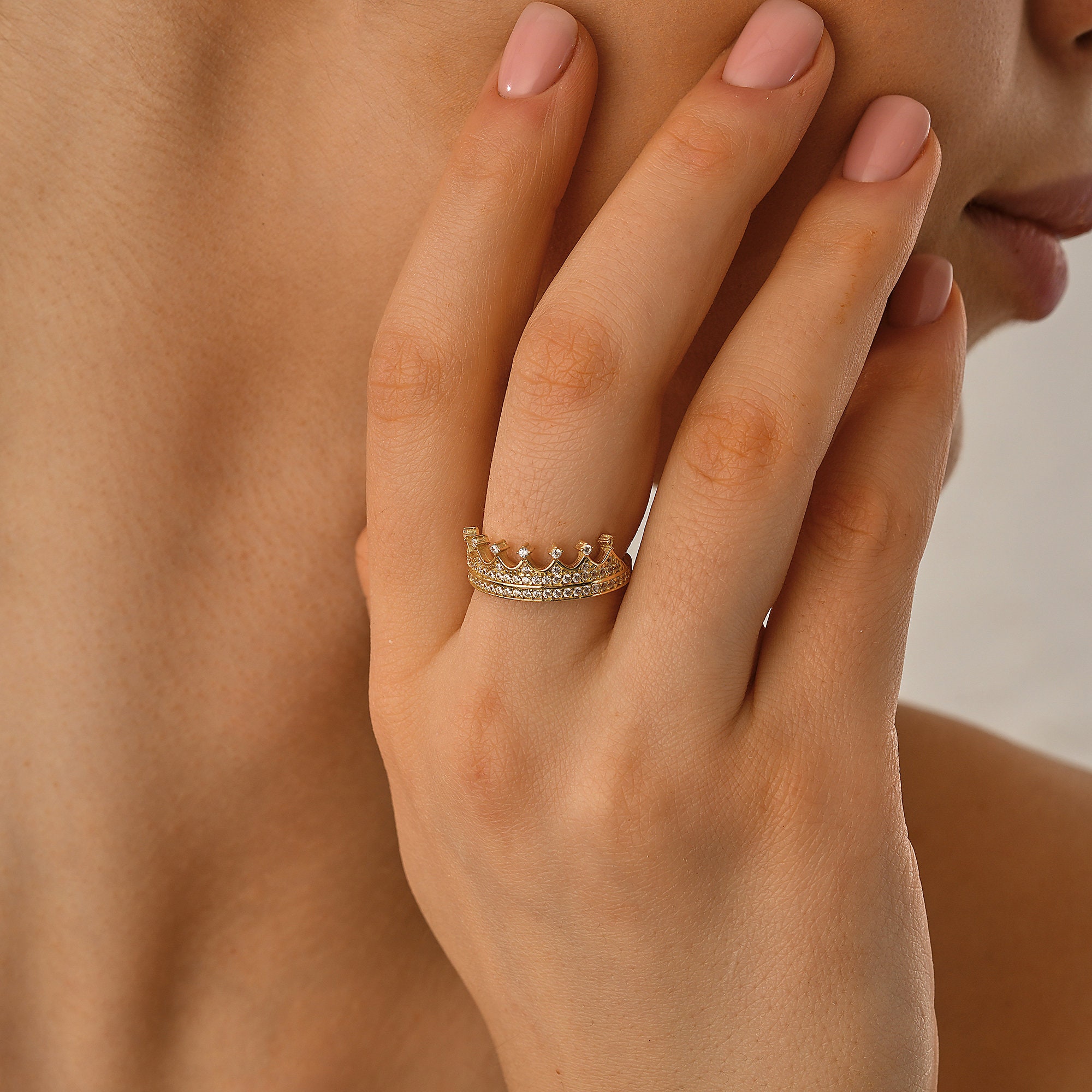 Royal 14K Crown Ring for the Quenn Princess 18K Crown Ring 10K Royal Rings Gold Unique Ring Gold Crown Ring Elegant Ring Gift for Her Etsy