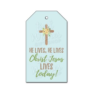 SOFORTIGER DOWNLOAD - Christliche Ostertags, Er lebt, Christus Jesus lebt heute Auferstehungssonntag, Kreuz mit Blumen, druckbare PDF-Datei zum Ausdrucken