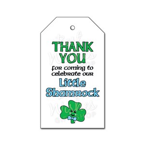 TÉLÉCHARGEMENT IMMÉDIAT - Baby shower de notre petit garçon trèfle, anniversaire de bébé irlandais, étiquettes de remerciement pour la Saint-Patrick imprimables bricolage - vous imprimez