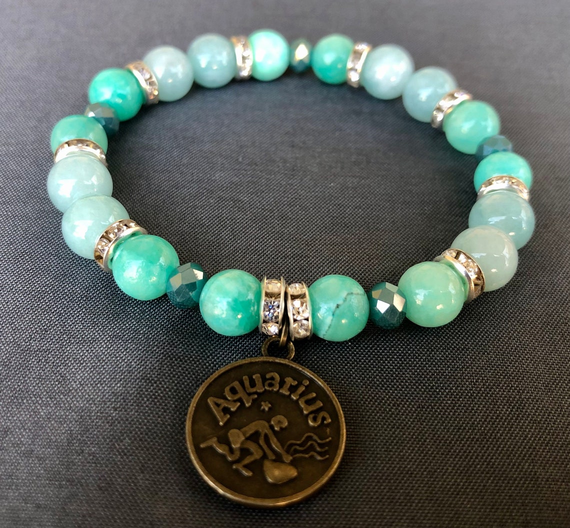 Aquarius Zodiac Healing Crystal Bracelet Etsy