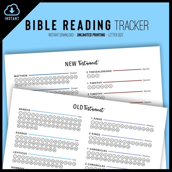 Bible Reading Tracker PRINTABLE, GoodNotes Bible Reading Tracker, Bible Reading Tracker PDF, Bible Reading checklist, A4 -Letter