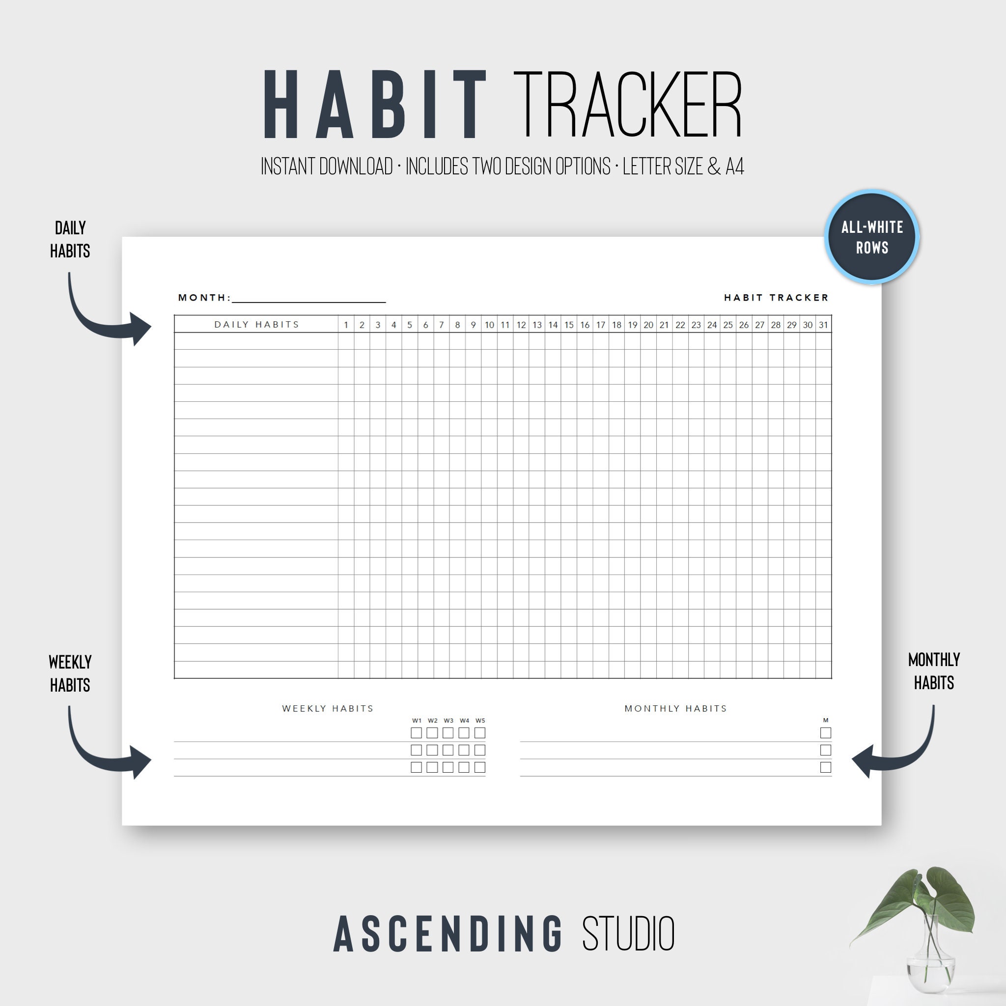 Daily Habit Tracker PRINTABLE Goodnotes Habit Tracker Habit Etsy