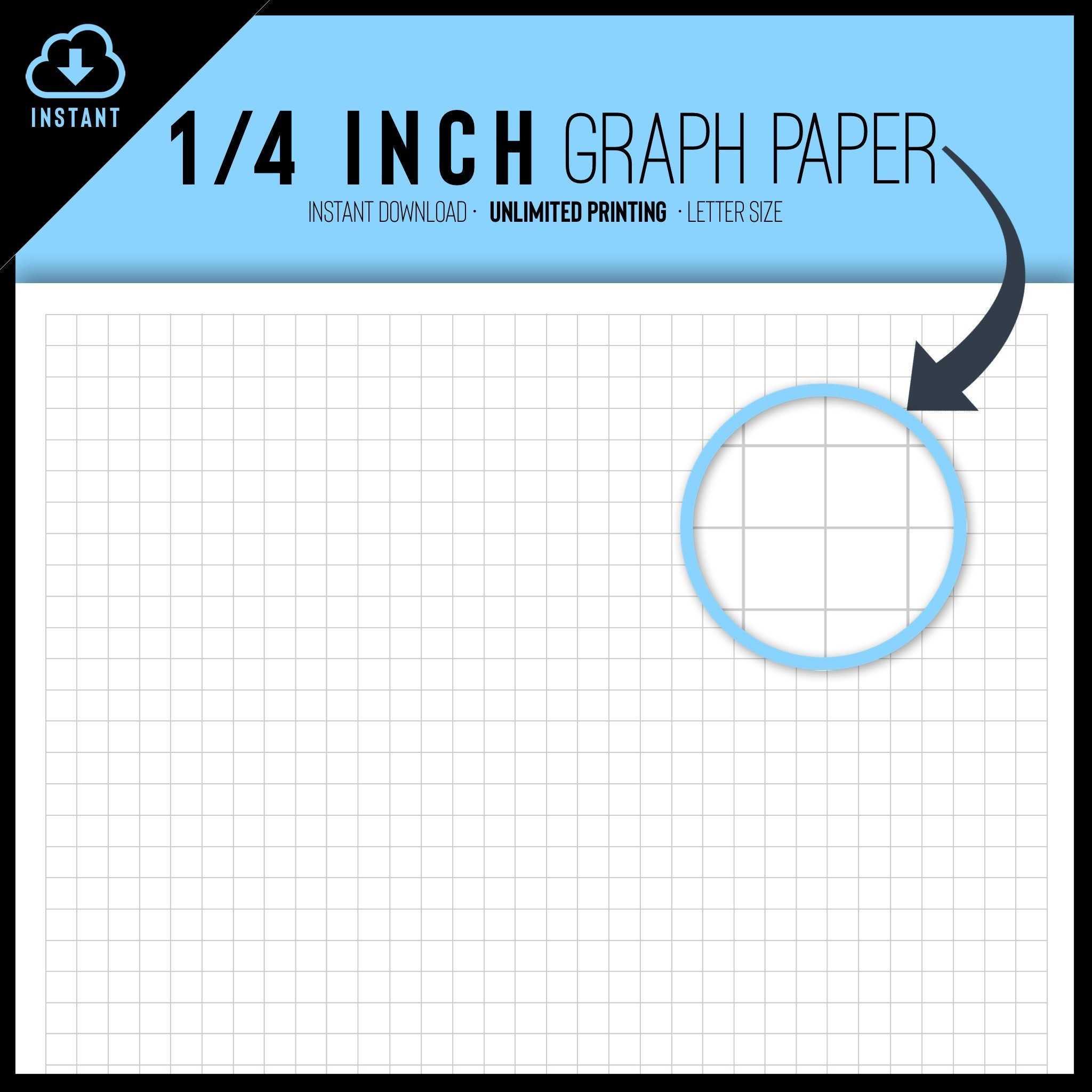 1 4 inch graph paper printable graph paper pdf goodnotes etsy