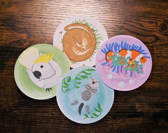 Wildlife Coasters (Set of 4) - Waterproof ink on paper board