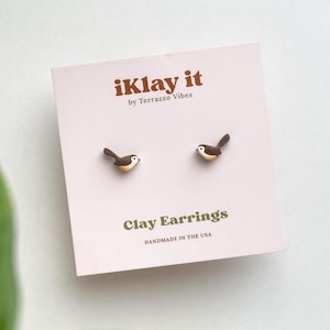 Miniature Wren Bird Stud Earrings, Bird Themed Lightweight Jewelry for Spring Summer, Trendy Gifts for Her