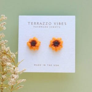 Polymer Clay Sunflower Stud Earrings: Stainless Steel Posts