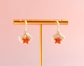 Seashell Pearl Earrings: Gold Plated Nautical Summer Jewelry