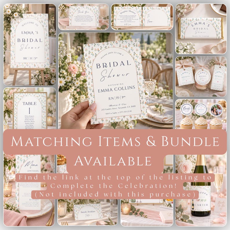 Meadow Bloom Bridal Shower Table Numbers, Wildflower Editable Canva ...