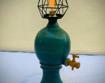 Boutique Vintage Water Jug Table Lamp Handmade From Antique